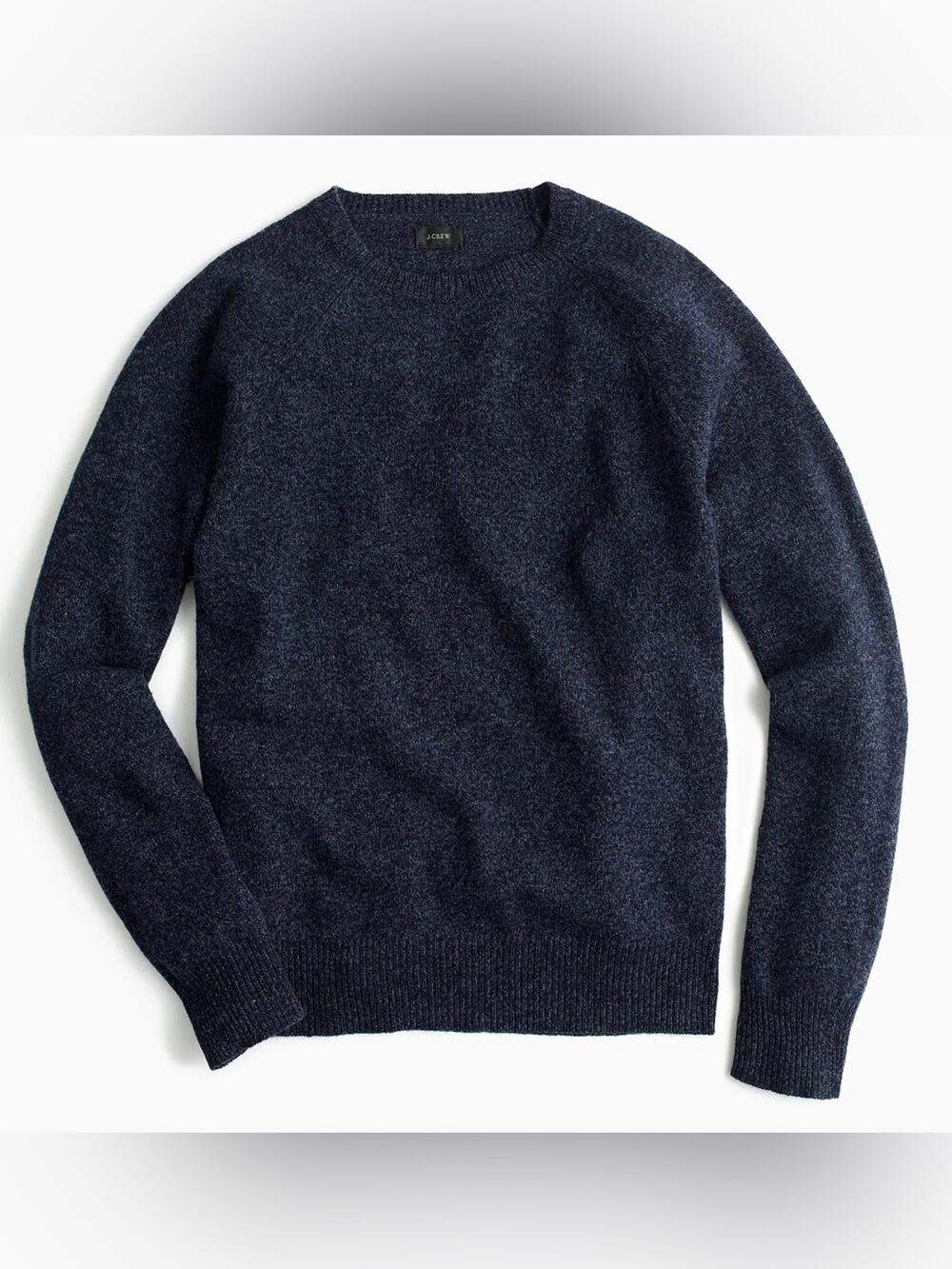 J. Crew Marled Lambswool Crew Pullover Sweater in Heather Midnight Textured Blue